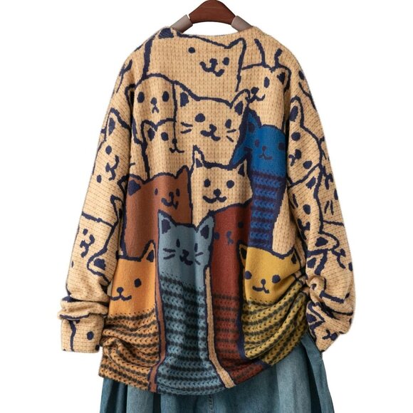 Women Christmas Sweater Graphic Print Oversized Pullover Floral 064 Loose Top - Picture 6 of 6